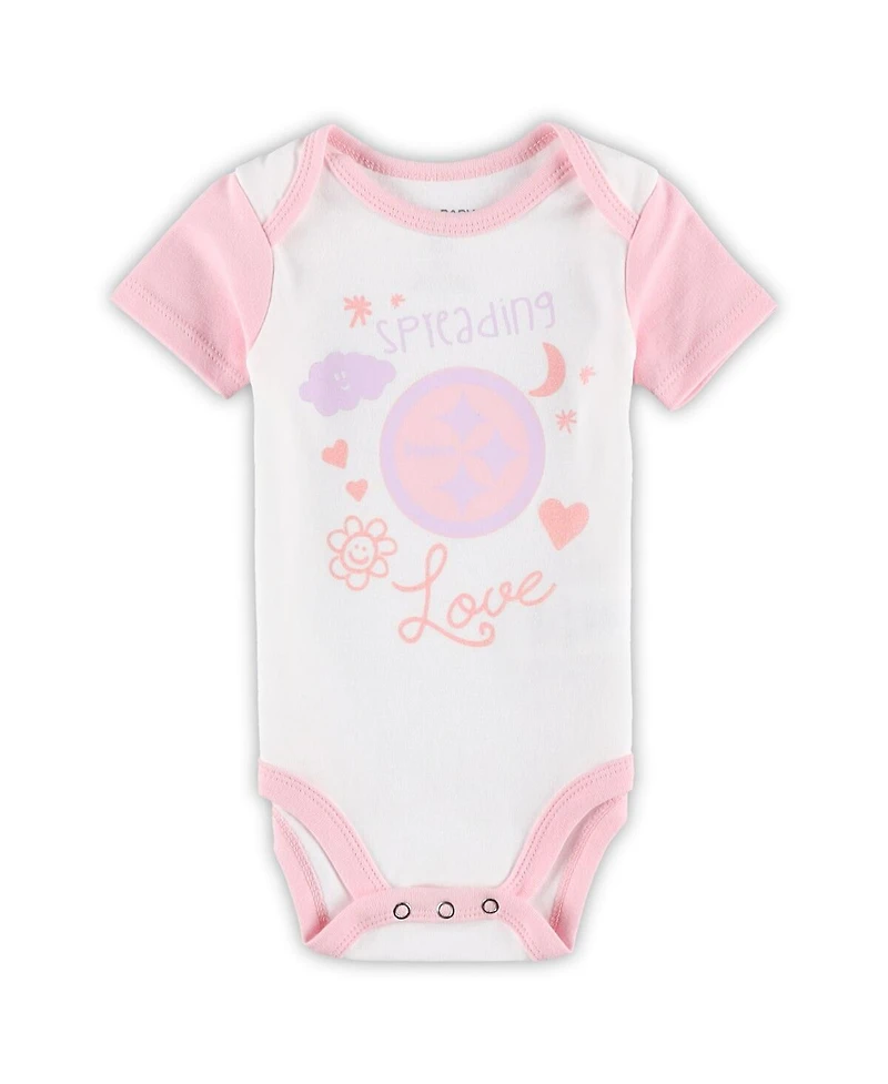 Girls Newborn and Infant White Pittsburgh Steelers Spreading Love Bodysuit and Tutu Leggings Set