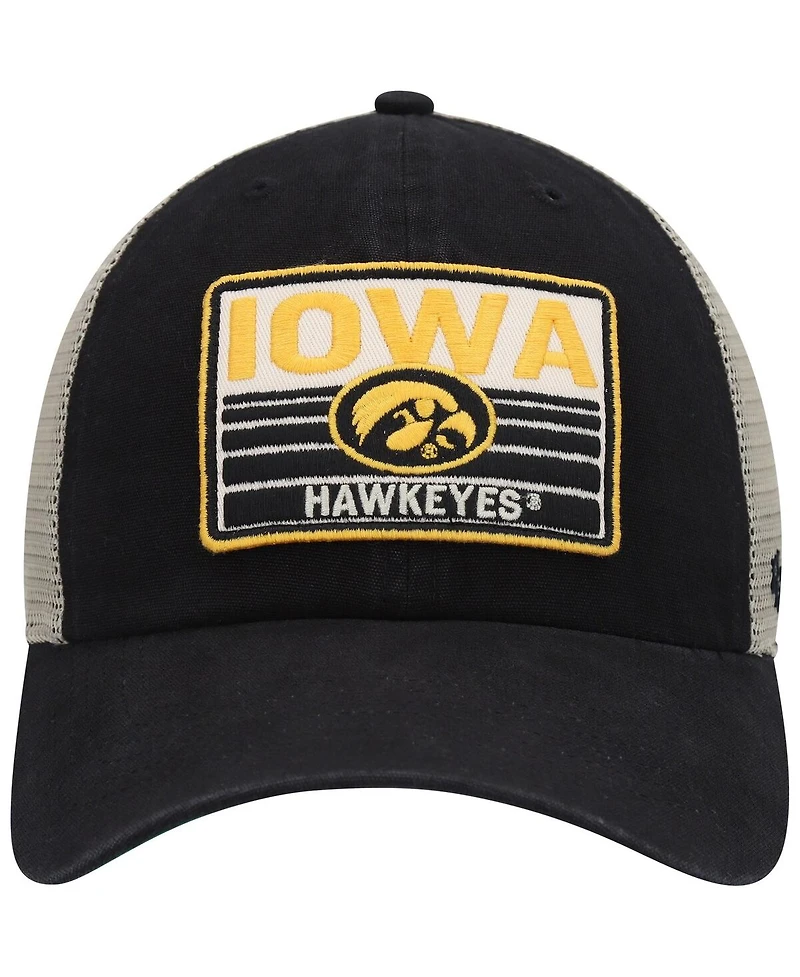 Men's '47 Brand Black, Natural Iowa Hawkeyes Four Stroke Clean Up Trucker Snapback Hat