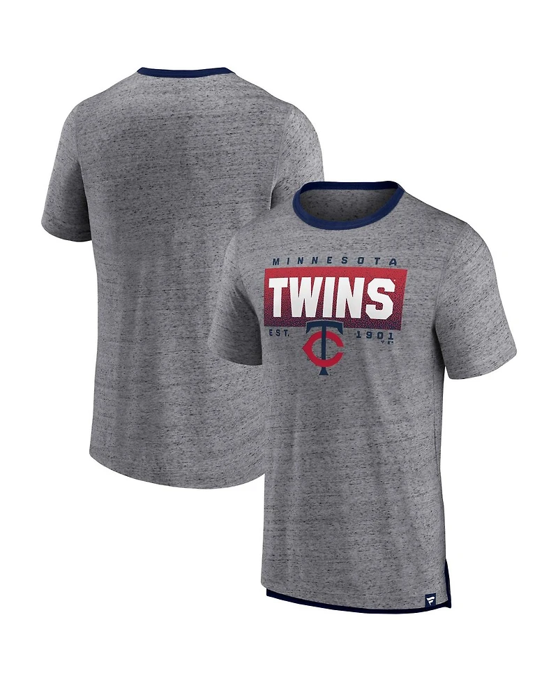 Men's Fanatics Heathered Gray Minnesota Twins Iconic Team Element Speckled Ringer T-shirt