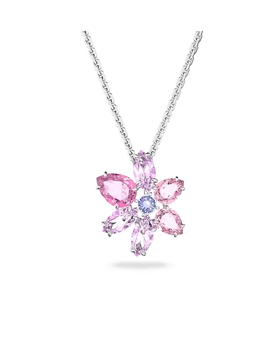 Swarovski Crystal Mixed Cuts Flower Gema Pendant Necklace
