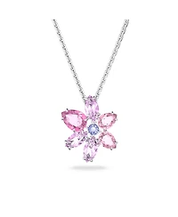 Swarovski Crystal Mixed Cuts Flower Gema Pendant Necklace