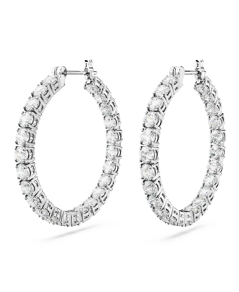 Swarovski Crystal Round Cut Matrix Hoop Earrings