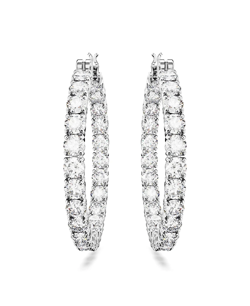 Swarovski Crystal Round Cut Matrix Hoop Earrings