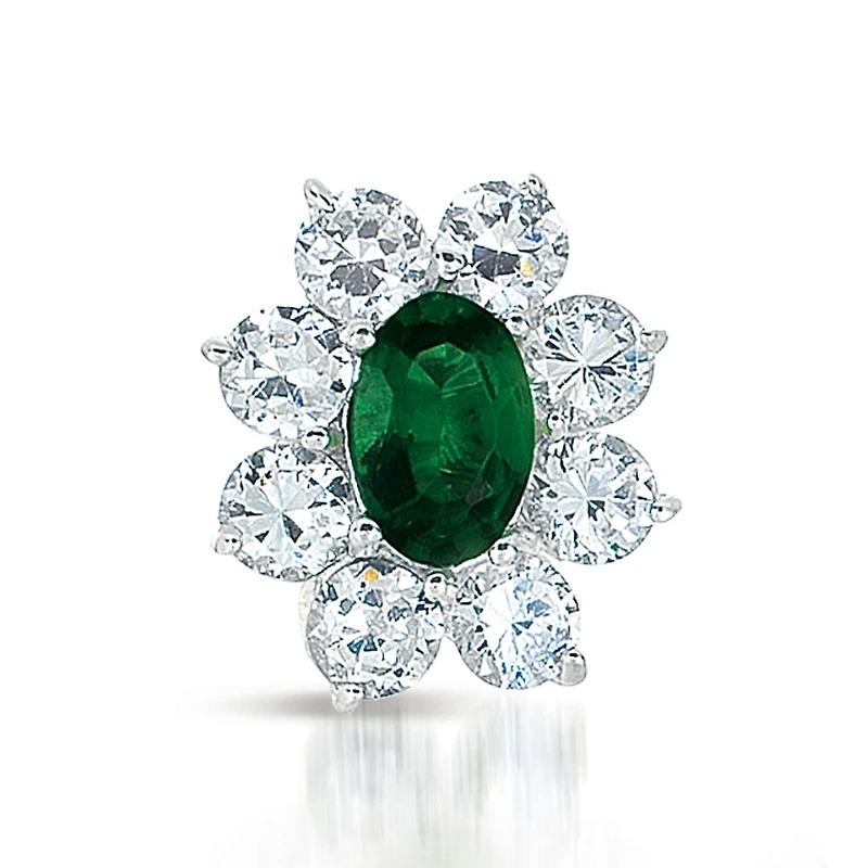 Sterling Silver White Gold Plated Flower Shape Earrings