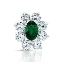 Sterling Silver White Gold Plated Flower Shape Earrings