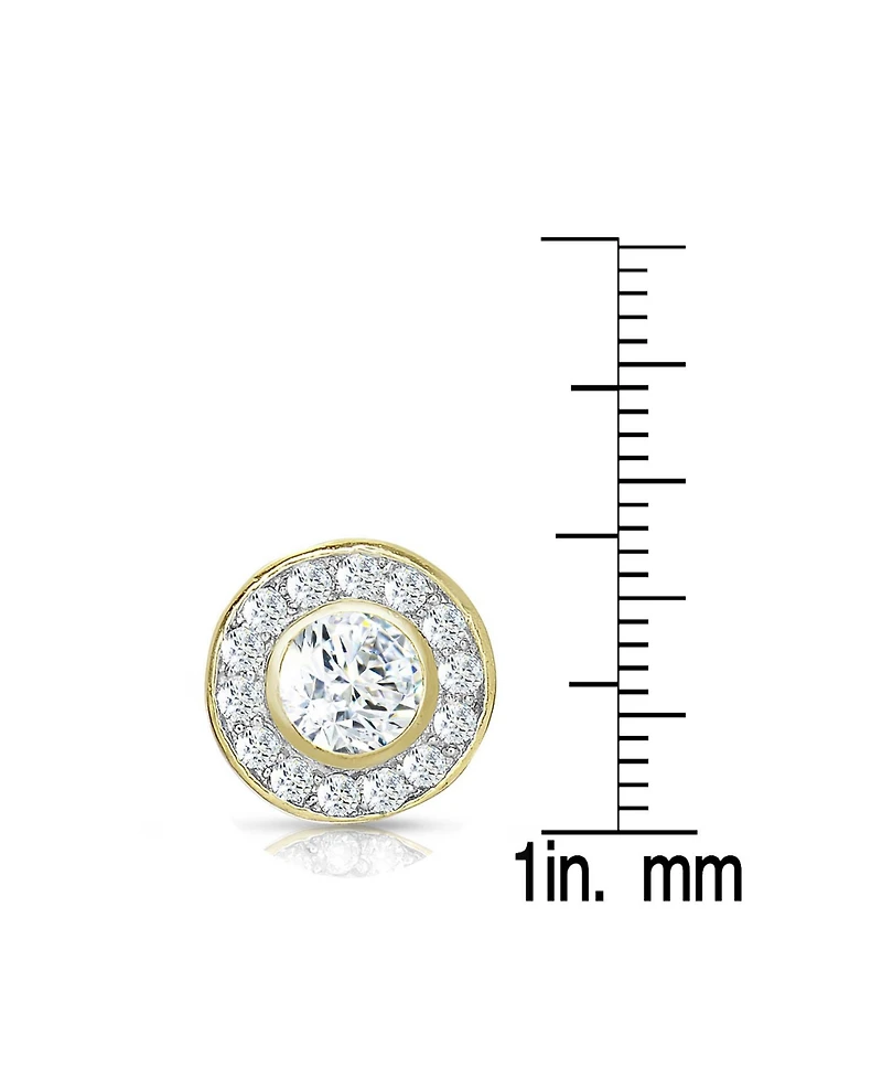 Sterling Silver Cubic Zirconia Halo Stud Earrings