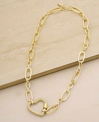 Ettika Open Heart Lock Faux Cubic Zirconia Necklace