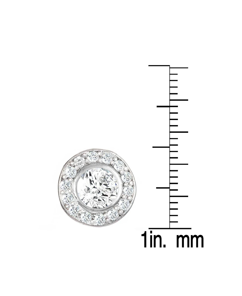 Sterling Silver Cubic Zirconia Halo Stud Earrings