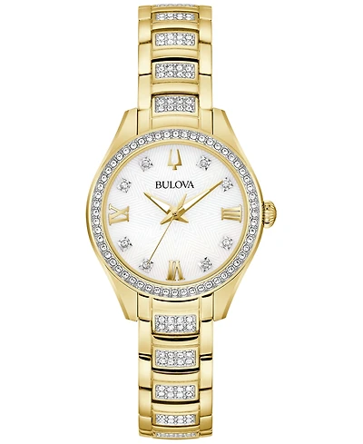Bulova Women's Crystal Gold-Tone Stainless Steel Bracelet Watch 29mm
