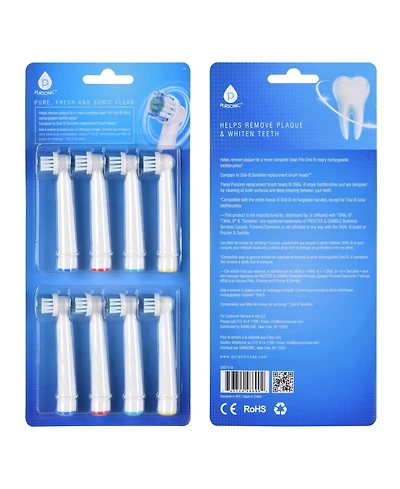 Pursonic 8 Pack Power Sensitive Replacement Brush Heads for Oral-b, 8 Count