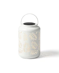 Glitzhome 8.75" H Metal Cutout Leaf Solar Powered Outdoor Hanging Lantern with Led Light