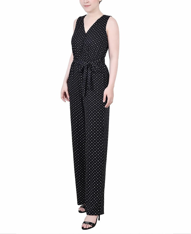 Ny Collection Petite Sleeveless Belted Jumpsuit