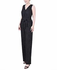 Ny Collection Petite Sleeveless Belted Jumpsuit