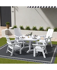 WestinTrends 5 Piece Outdoor Patio Dining Round Table and Modern Armchair Set