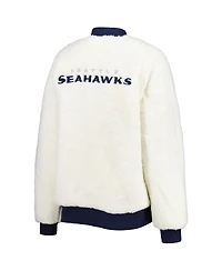 Women's G-iii 4Her by Carl Banks Oatmeal, College Navy Seattle Seahawks Switchback Reversible Full-Zip Jacket