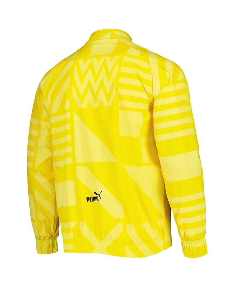 Men's Puma Yellow Borussia Dortmund Pre-Match Raglan Full-Zip Training Jacket