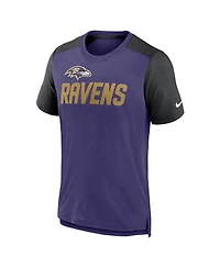 Men's Nike Heathered Purple, Black Baltimore Ravens Color Block Team Name T-shirt