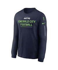 Men's Nike College Navy Seattle Seahawks Team Slogan Long Sleeve T-shirt