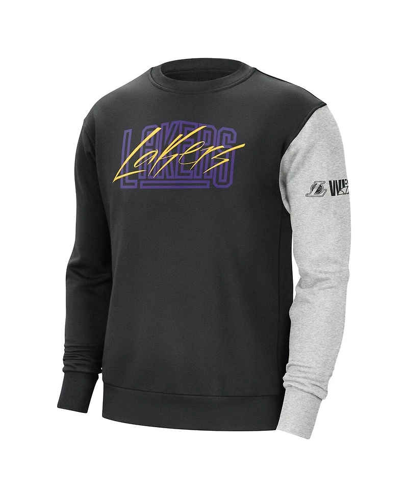 Men's Nike Black, Heather Gray Los Angeles Lakers Courtside Versus Force & Flight Pullover Sweatshirt