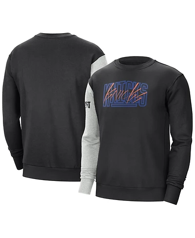 Men's Nike Black, Heather Gray New York Knicks Courtside Versus Force & Flight Pullover Sweatshirt
