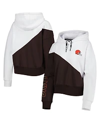 Women's Dkny Sport White, Brown Cleveland Browns Bobbi Color Blocked Pullover Hoodie