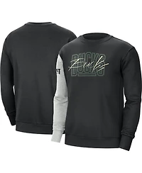 Men's Nike Black, Heather Gray Milwaukee Bucks Courtside Versus Force & Flight Pullover Sweatshirt
