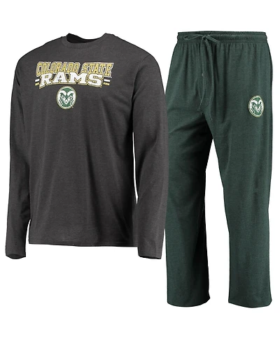 Men's Concepts Sport Green, Heathered Charcoal Colorado State Rams Meter Long Sleeve T-shirt and Pants Sleep Set