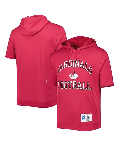 Men's Mitchell & Ness Cardinal Arizona Cardinals Washed Short Sleeve Pullover Hoodie