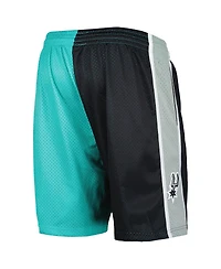 Men's Mitchell & Ness Teal, Black San Antonio Spurs Hardwood Classics 1998 Split Swingman Shorts