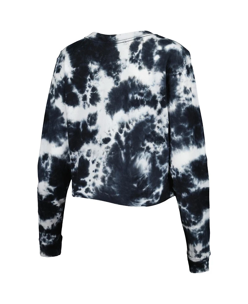 Women's New Era Black Chicago Bulls Tie Dye Cropped Long Sleeve T-shirt