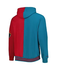 Men's Mitchell & Ness Teal, Red Detroit Pistons Big and Tall Hardwood Classics Split Pullover Hoodie