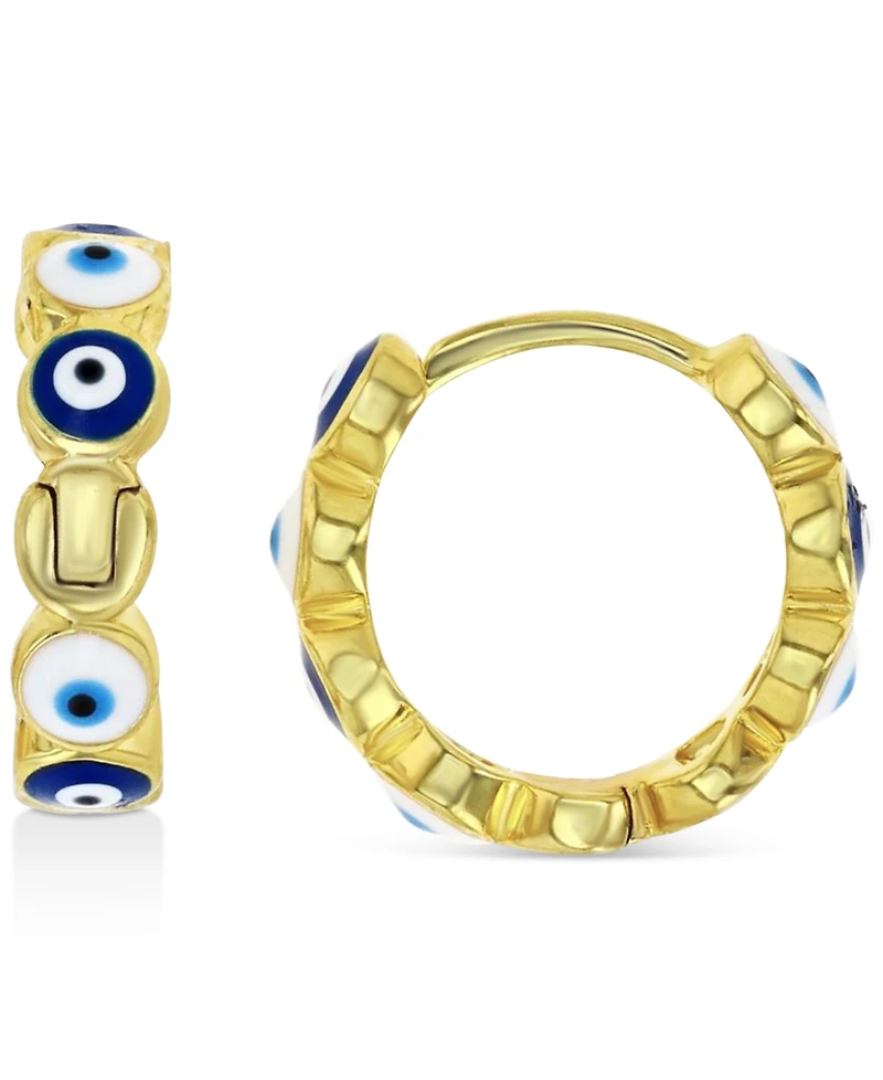 Evil Eye Hoop Earrings Sterling Silver or 14k Gold over Silver, .47"