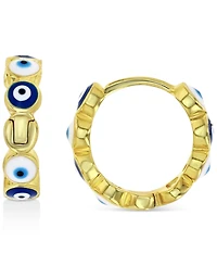 Evil Eye Hoop Earrings Sterling Silver or 14k Gold over Silver, .47"
