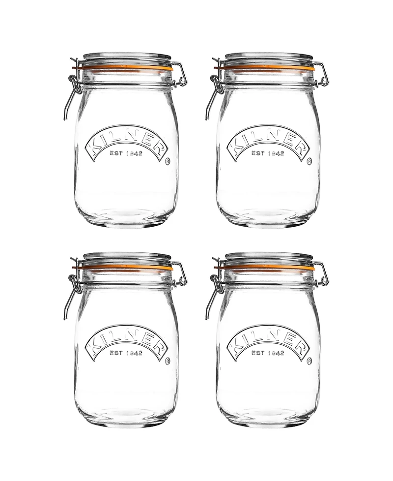 Kilner Round Clip Top Jar 34 oz, Set of 4