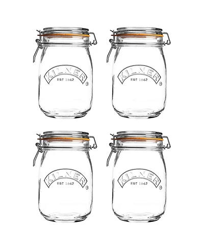 Kilner Round Clip Top Jar 34 oz, Set of 4
