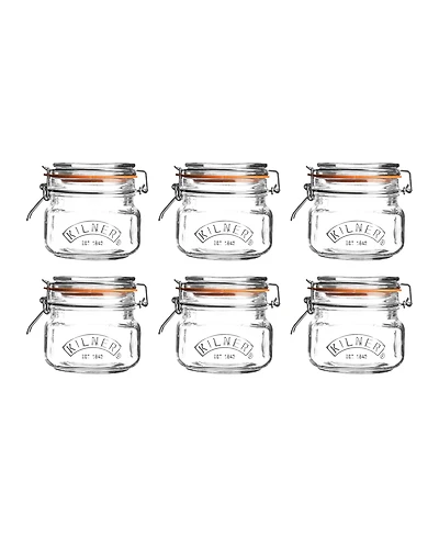 Kilner Square Clip Top Jar 17 oz, Set of 6