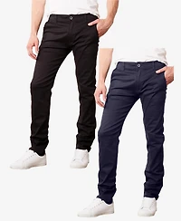 Galaxy By Harvic Men's Super Stretch Slim Fit Everyday Chino Pants, Pack of 2