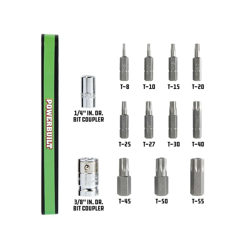 Powerbuilt 13 Piece Tamper-Proof Torx Bit and Socket Adapter Set