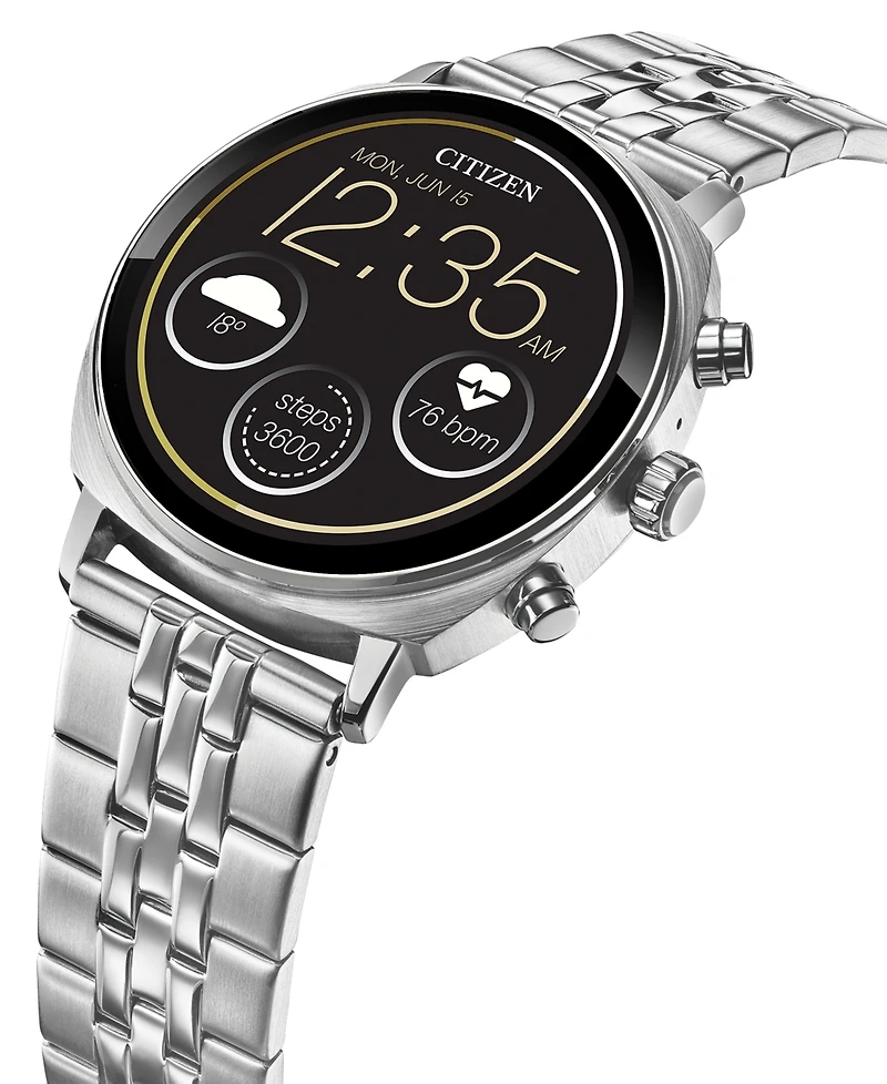 Citizen Unisex Cz Smart Wear Os Stainless Steel Bracelet Smart Watch 41mm