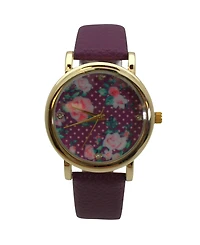 Olivia Pratt Purple Solid Colors with Flowers Details Women Watch