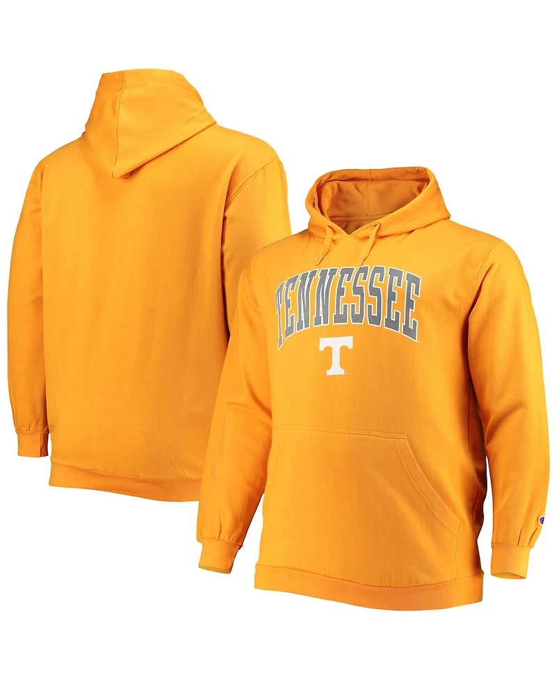 Men's Champion Tenn Orange Tennessee Volunteers Big and Tall Arch Over Logo Powerblend Pullover Hoodie
