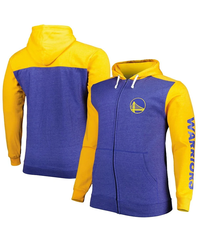 Men's Fanatics Royal, Gold Golden State Warriors Big and Tall Down Distance Full-Zip Hoodie