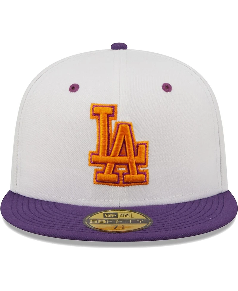 Men's New Era White, Purple Los Angeles Dodgers 40th Anniversary at Dodger Stadium Grape Lolli 59FIFTY Fitted Hat