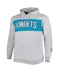 Men's Fanatics Heather Gray Charlotte Hornets Big and Tall Wordmark Pullover Hoodie