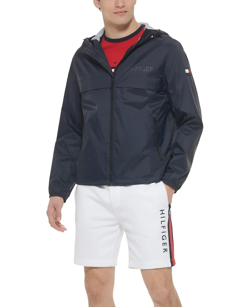 Tommy Hilfiger Men's Stretch Hooded Zip-Front Rain Jacket
