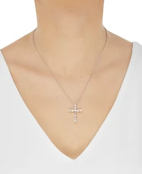 Arabella Sterling Silver White Cubic Zirconia Cross Pendant Necklace (1-1/2 ct. t.w.)