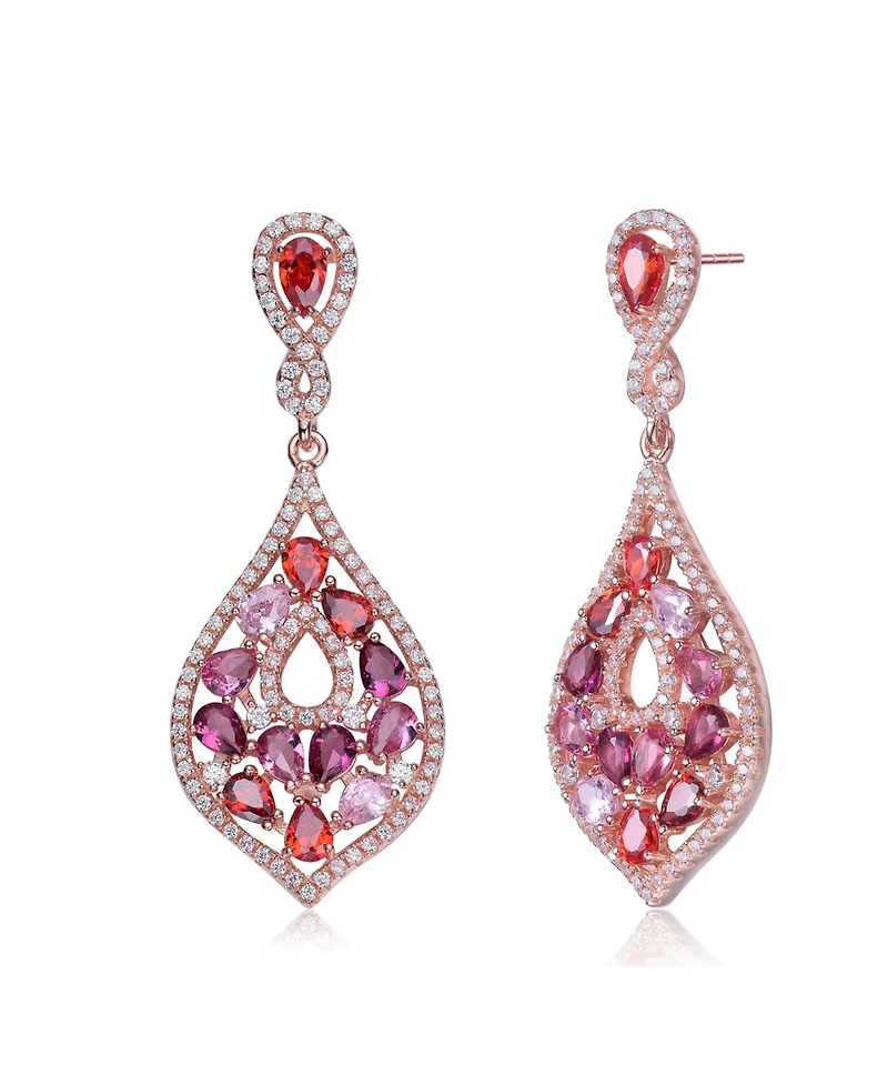 Sterling Silver Multi Colored Cubic Zirconia Accent Dangle Earrings