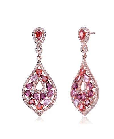 Sterling Silver Multi Colored Cubic Zirconia Accent Dangle Earrings