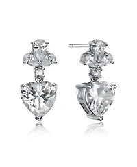 Sterling Silver Clear Cubic Zirconia Triangle Drop Earrings