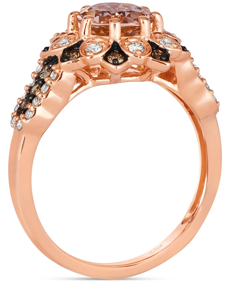 Le Vian Peach Morganite (7/8 ct. t.w.) & Diamond (3/8 ct. t.w.) Flower Ring in 14k Rose Gold